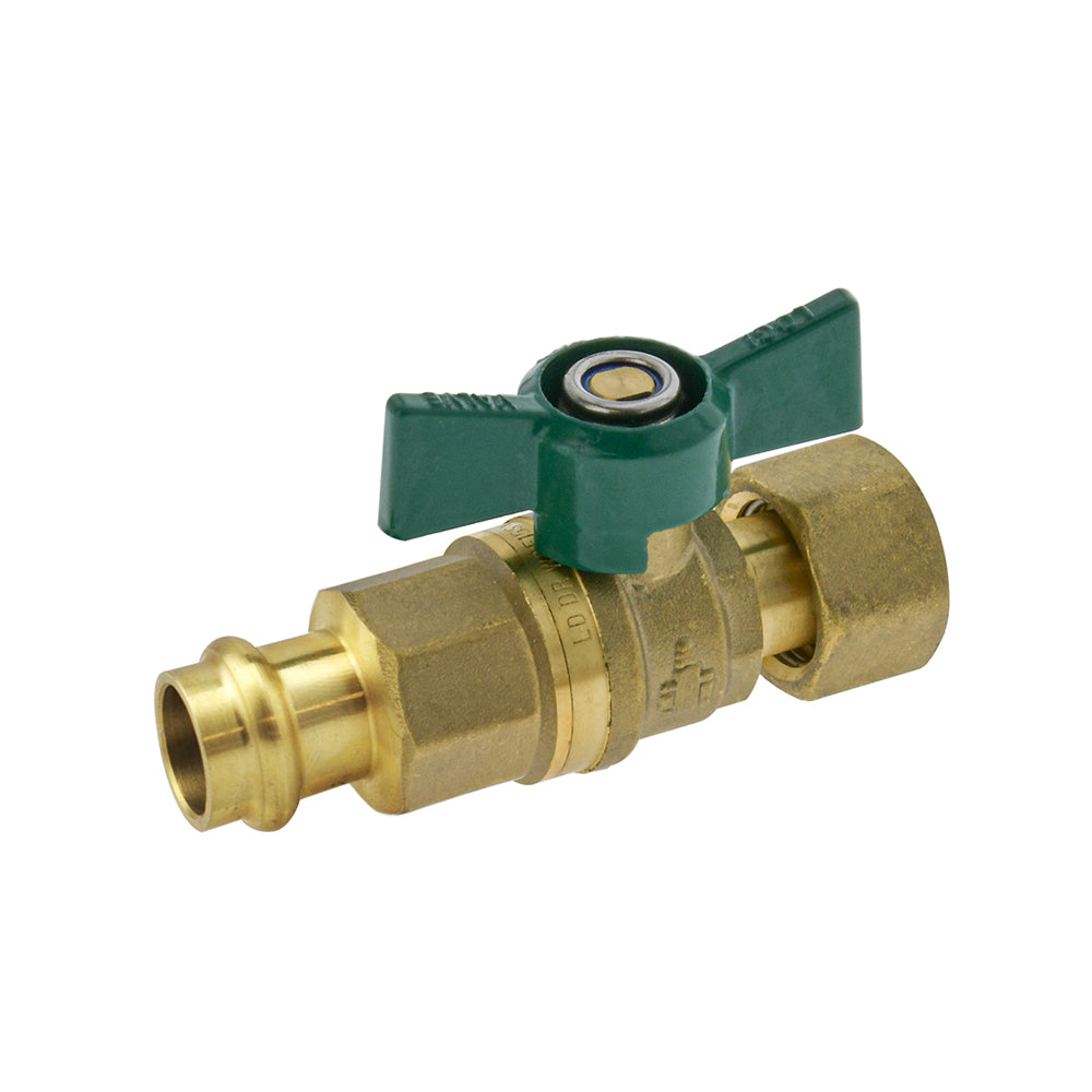 Isolation Non Return Ball Valve with Check Valve Swivel Press Fit x FI 15mm