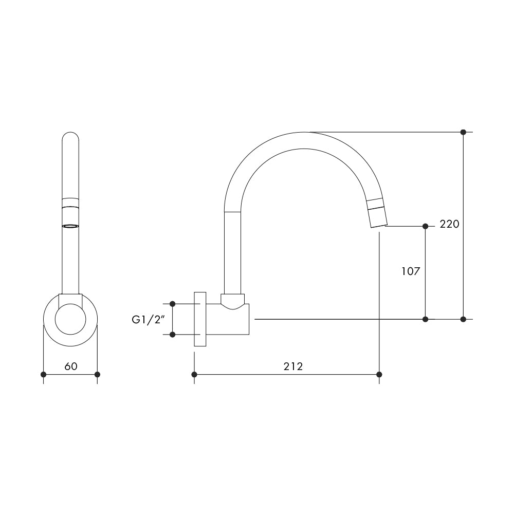 MAYFAIR WALL SPOUT SWIVEL CHROME PLATED 175MM