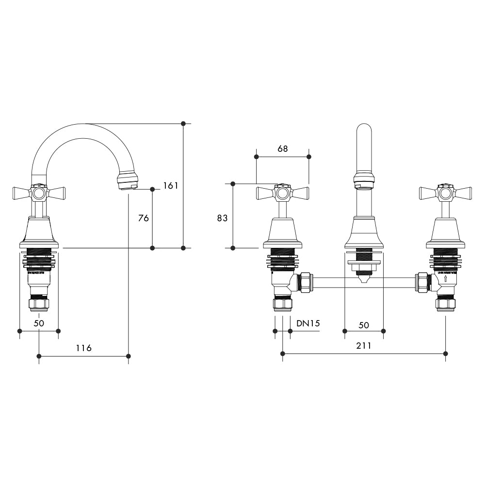 OLD KENT BASIN SET CHROME PLATED