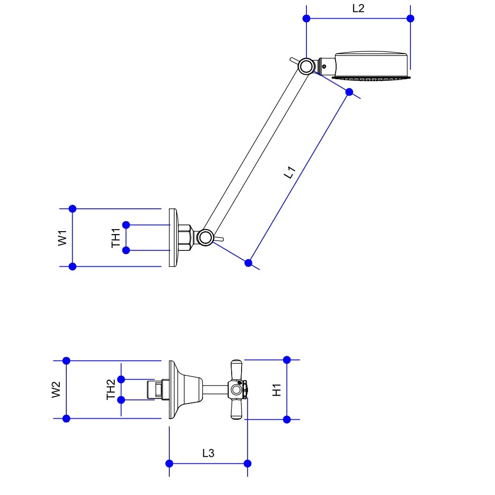 WHITEHALL CHROME PLATED SHOWER SET ANTI VANDAL WITH JUMPER VALVE