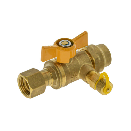 Swivel Nut Ball Valve Gas 15MMFl 20MMFl With Test Point