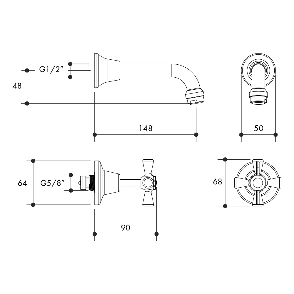 OLD KENT BATH SET CHROME PLATED