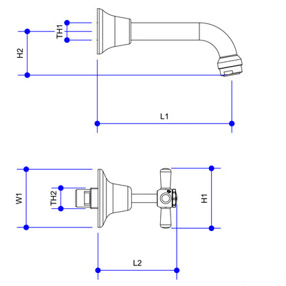 WHITEHALL CHROME PLATED BATH SET ANTI VANDAL WITH JUMPER VALVE