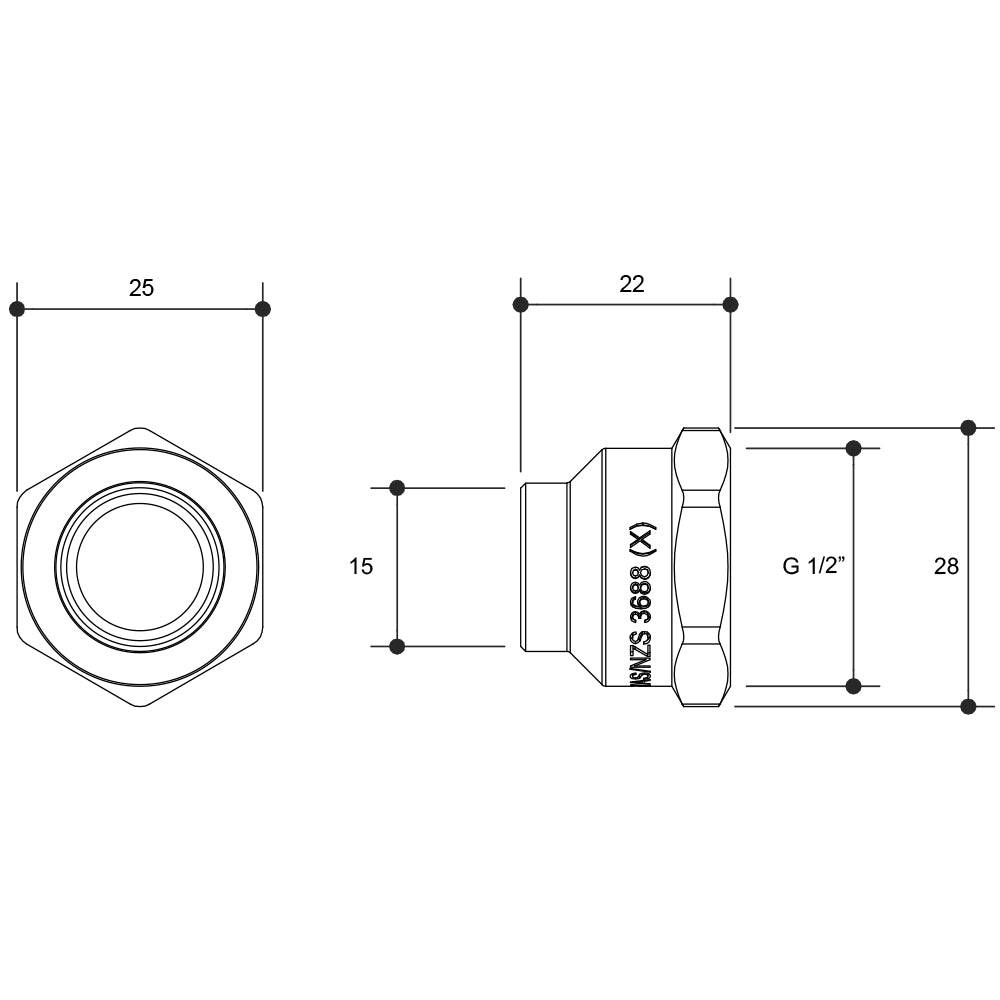 Flared Compression Crox Nut Brass 15mm