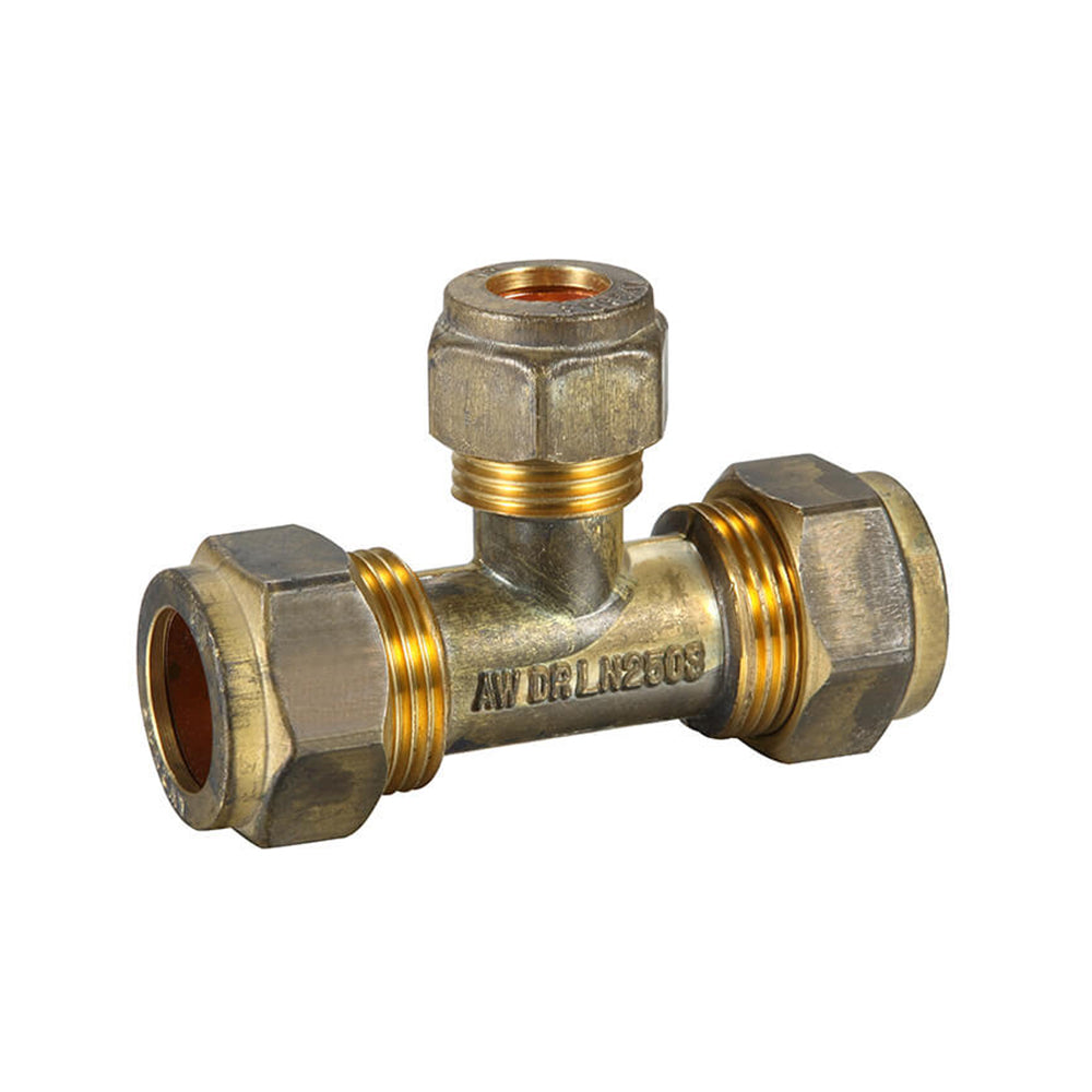 Copper Olive Compression Reducing Tee 20C x 15C x 20C