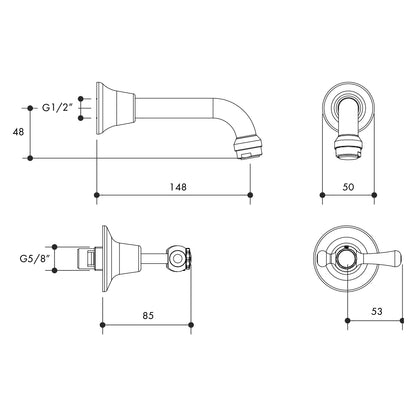 WHITEHALL LEVER BATH SET ANTI VANDAL CERAMIC DISC